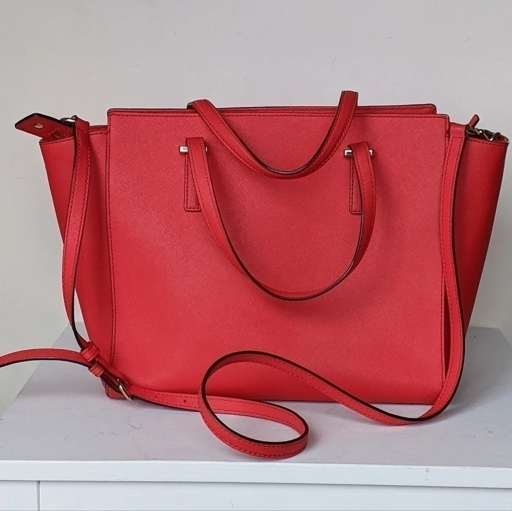 Kate Spade Hayden Cedar Street Red Leather Satchel Purse Bag